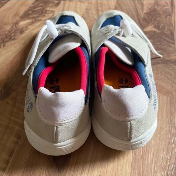 Timberland Canvas Casual Loafers Red Blue Tan Shoes Sneakers Size 7 - Picture 3 of 8